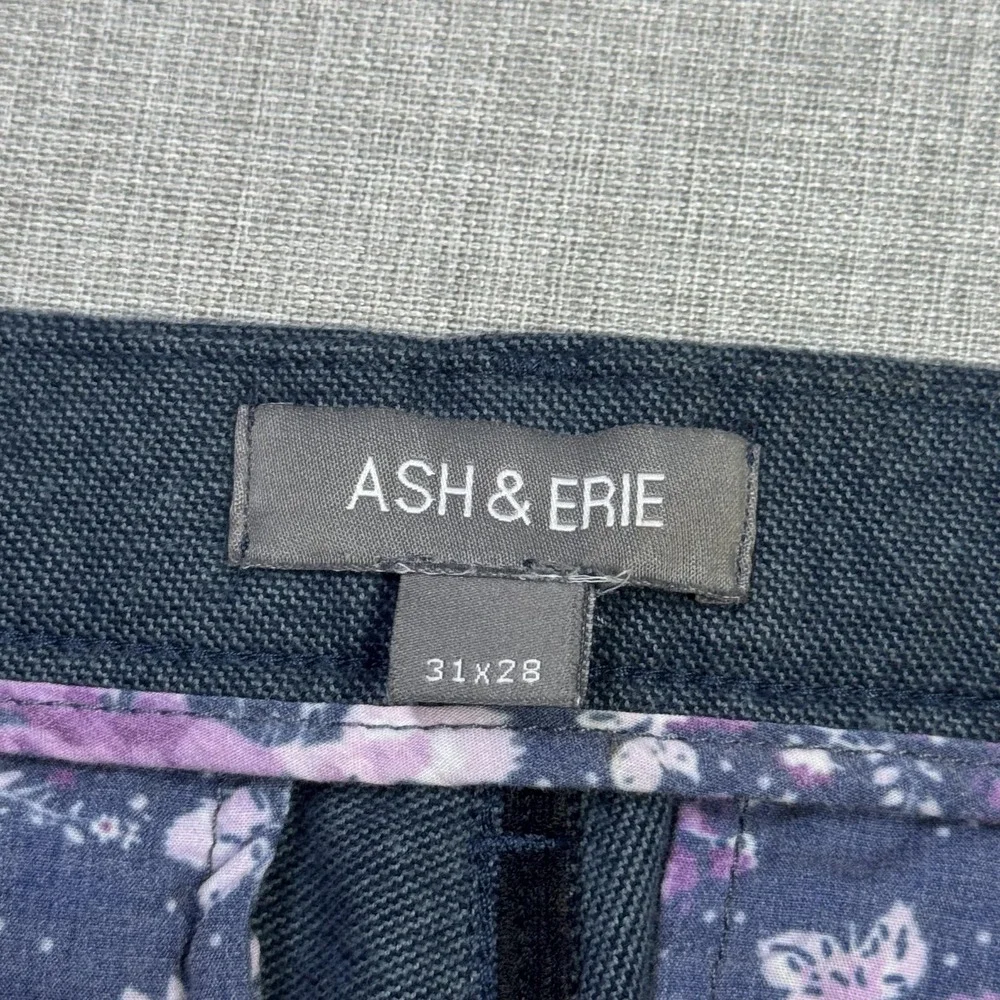 ASH & ERIE Pants Mens 31x28 Blue Chino Regular Fit Flat Front Pockets Stretch